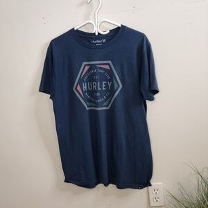Hurley Mens Blue Graphic Shirt Sleeve Tee T-Shirt Summer Casual